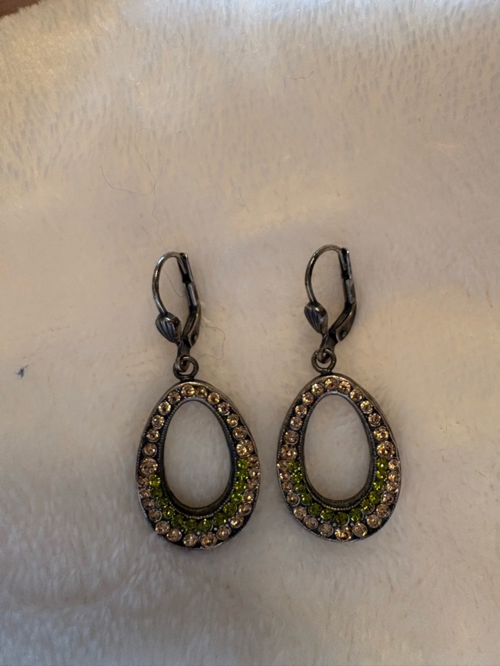 Sorrelli Green and Champagne Crystal Teardrop Earrings